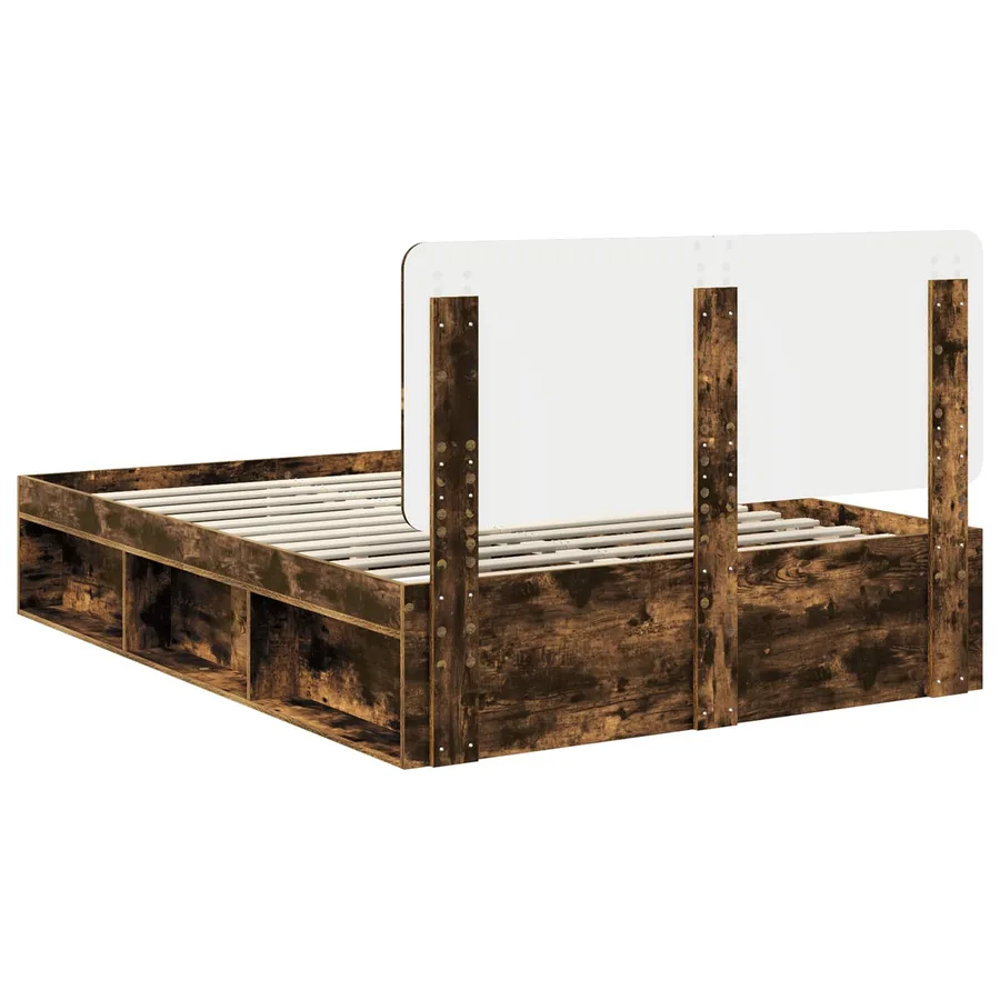 Cadre de lit Chêne fumé 140 x 190 cm Bois de pin massif - 9