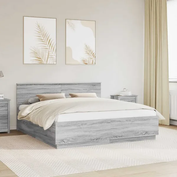 Cadre de lit Sonoma gris 180 x 200 cm Bois d'ingénierie
