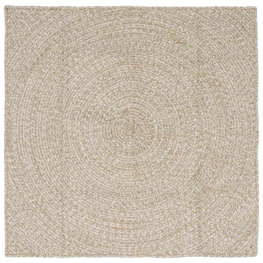 Tapis de surface Naturel et Blanc 120 x 120 cm Jute