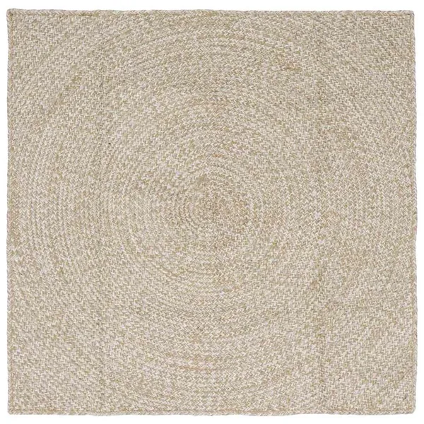 Tapis de surface Naturel et Blanc 120 x 120 cm Jute