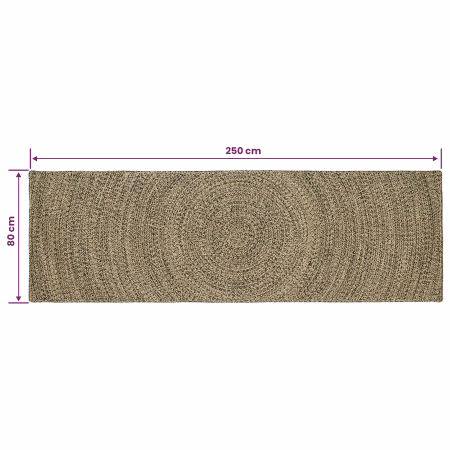 Tapis de surface Naturel et noir 80 x 250 cm Jute - 8