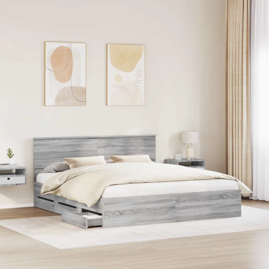 Cadre de lit Gris Sonoma 180 x 200 cm Bois Ingénierie - 3