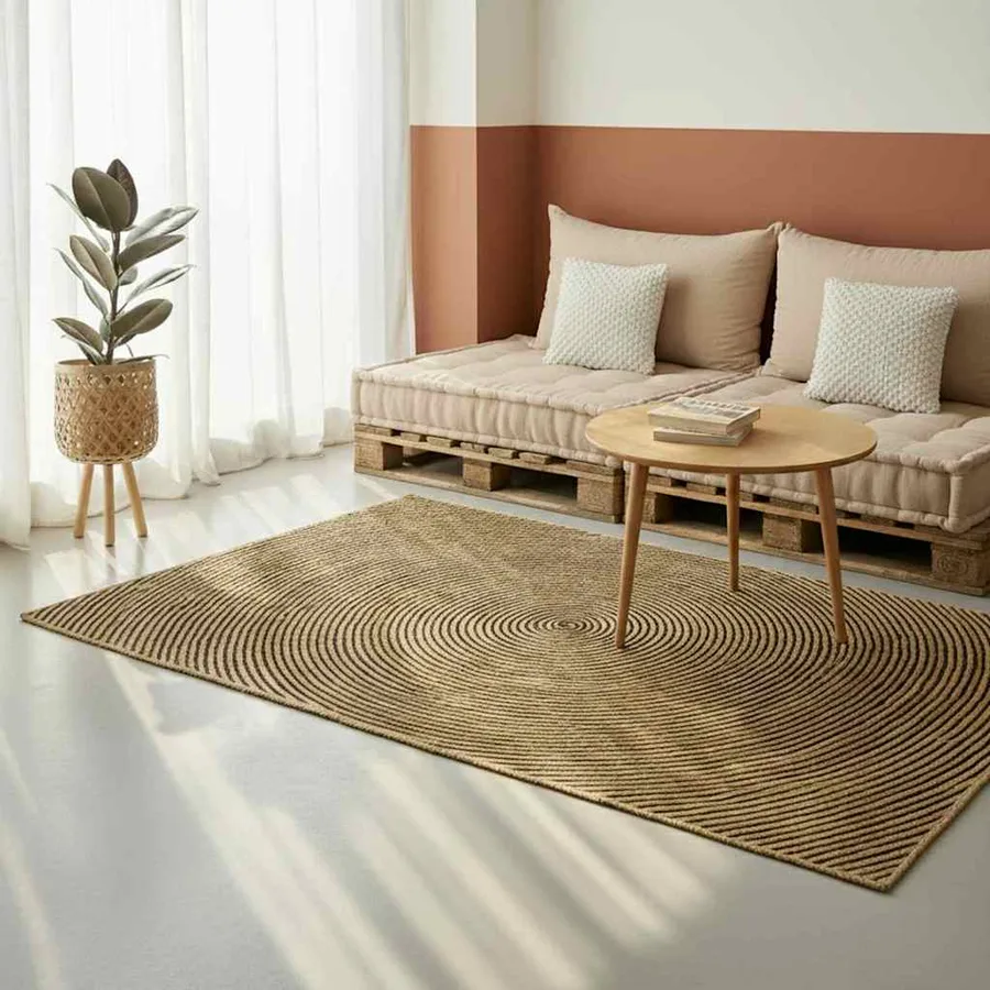 Tapis de surface Noir 200 x 200 cm Jute - 2