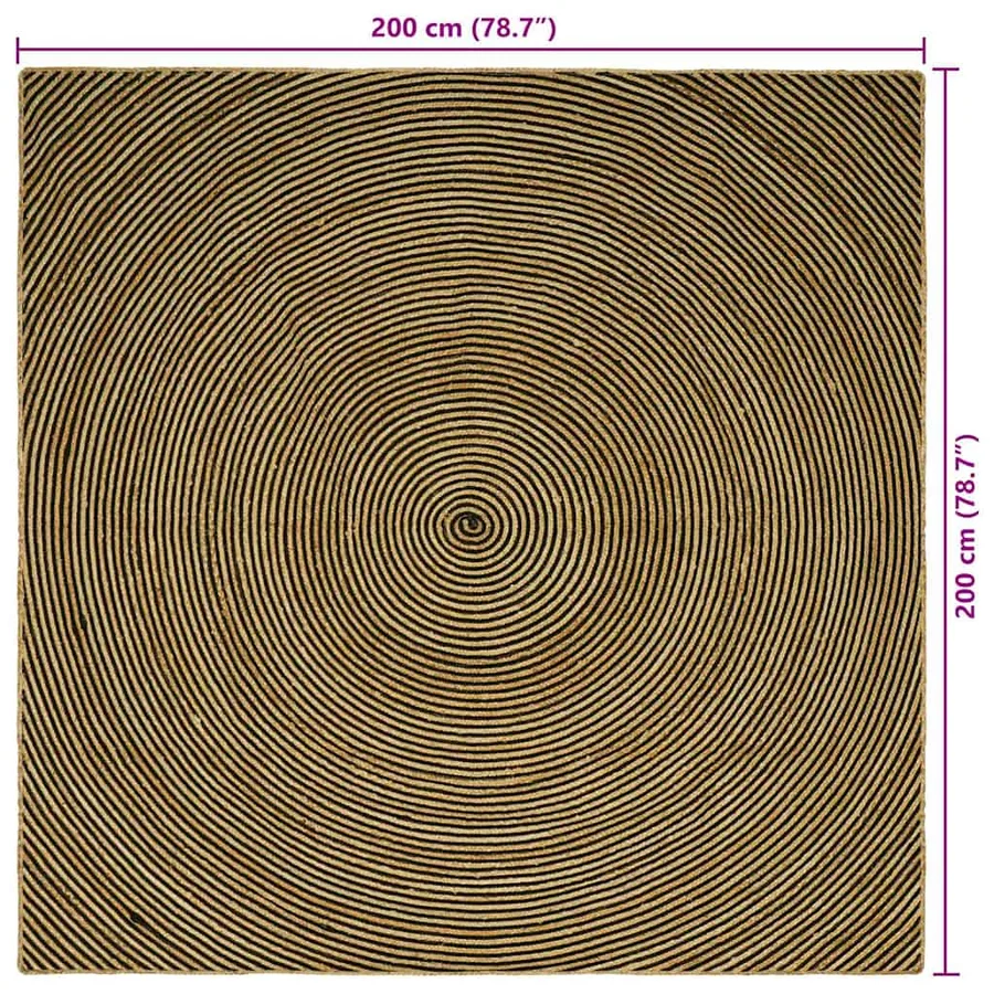 Tapis de surface Noir 200 x 200 cm Jute - 9