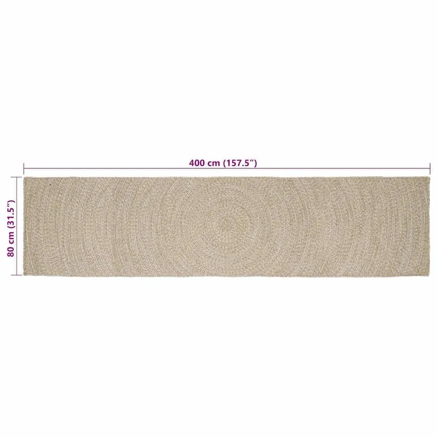 Tapis de surface Naturel et Blanc 80 x 400 cm Jute - 8