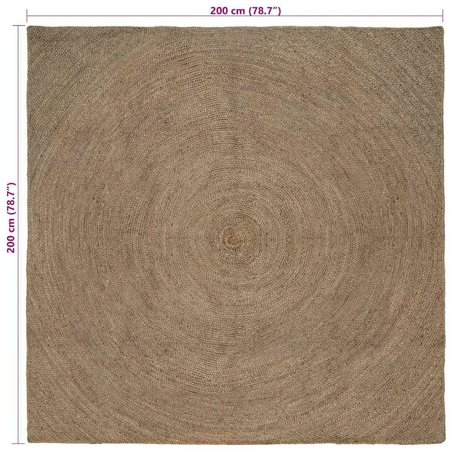 Tapis de surface Gris 200 x 200 cm Jute - 7