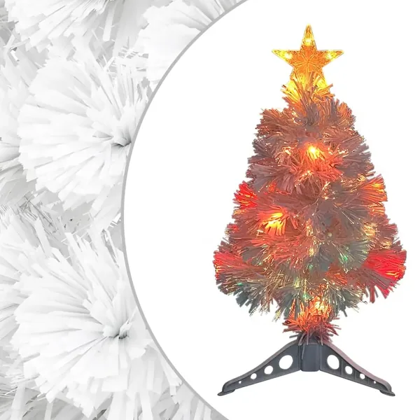 Arbre de Noël artificiel pré-éclairé blanc 64 cm fibre optique