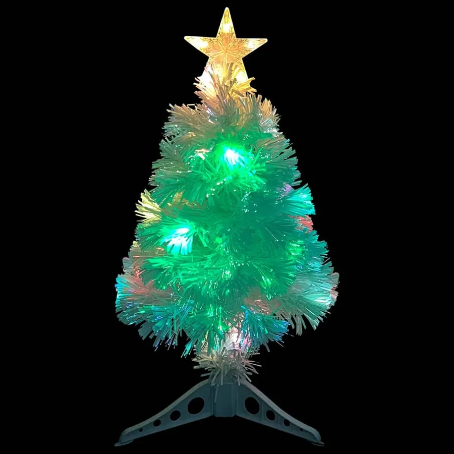 Arbre de Noël artificiel pré-éclairé blanc 64 cm fibre optique - 5
