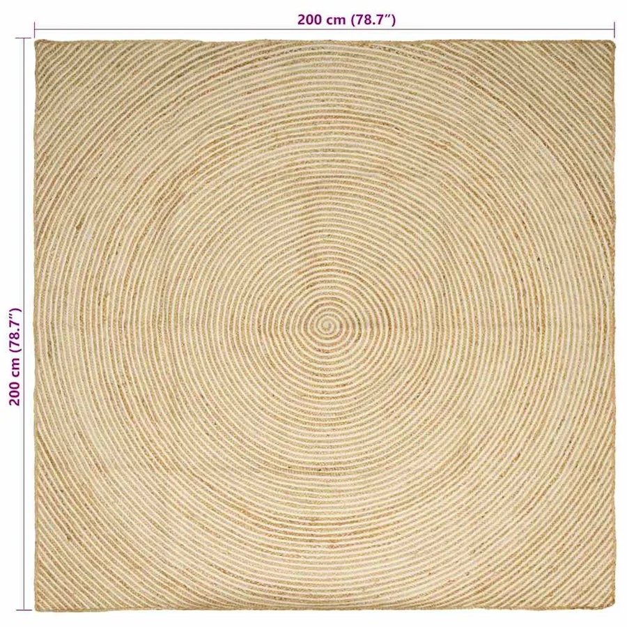 Tapis de surface Blanc 200 x 200 cm Jute - 8