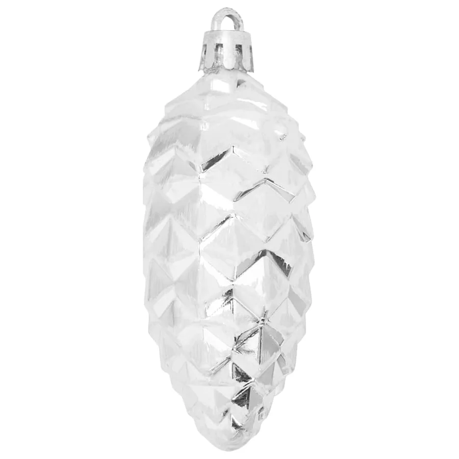 Boule de Pomme de Pin de Noël 40 pcs Argenté Plastique - 4