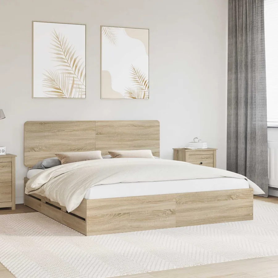 Cadre de lit Chêne Sonoma 200 x 200 cm Bois Ingénierie