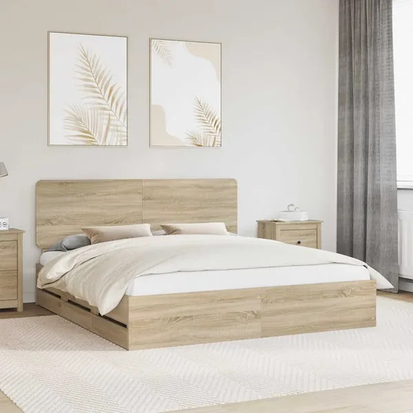Cadre de lit Chêne Sonoma 200 x 200 cm Bois Ingénierie