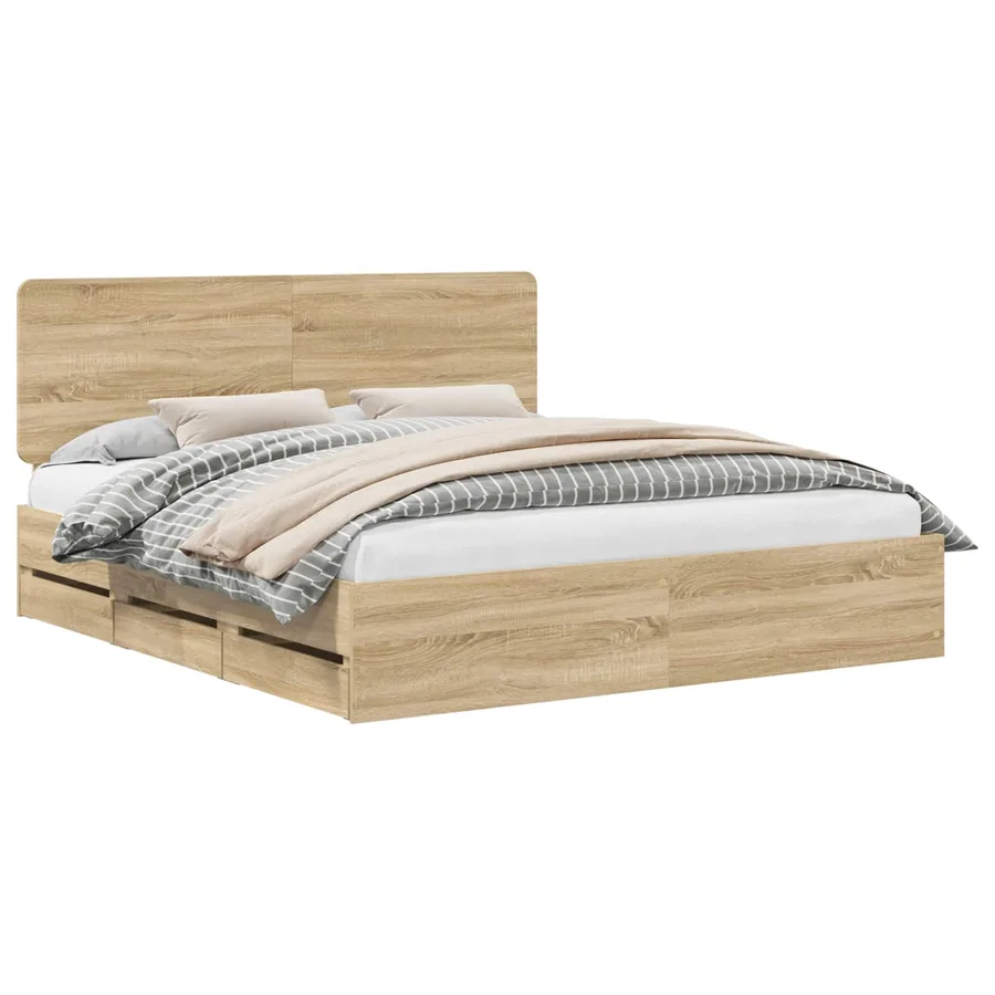 Cadre de lit Chêne Sonoma 200 x 200 cm Bois Ingénierie - 2