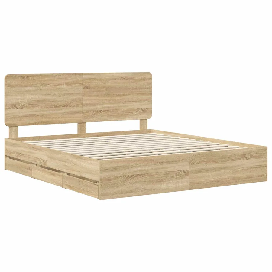 Cadre de lit Chêne Sonoma 200 x 200 cm Bois Ingénierie - 4