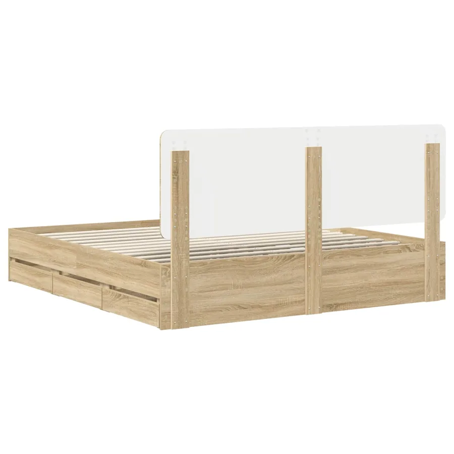 Cadre de lit Chêne Sonoma 200 x 200 cm Bois Ingénierie - 8