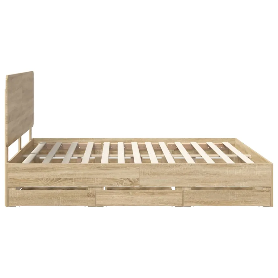 Cadre de lit Chêne Sonoma 200 x 200 cm Bois Ingénierie - 9