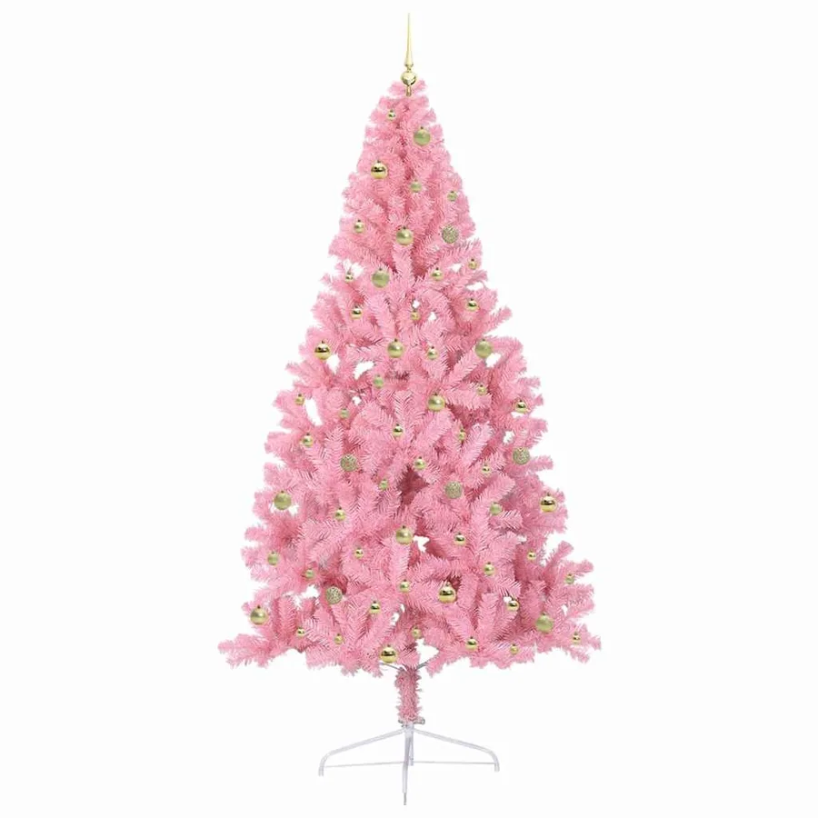 Sapin de Noël artificiel pré-éclairé Rose 240 cm PVC - 4
