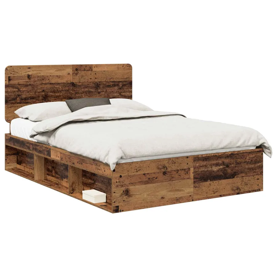 Cadre de lit Bois ancien 140 x 200 cm Bois de pin massif - 2