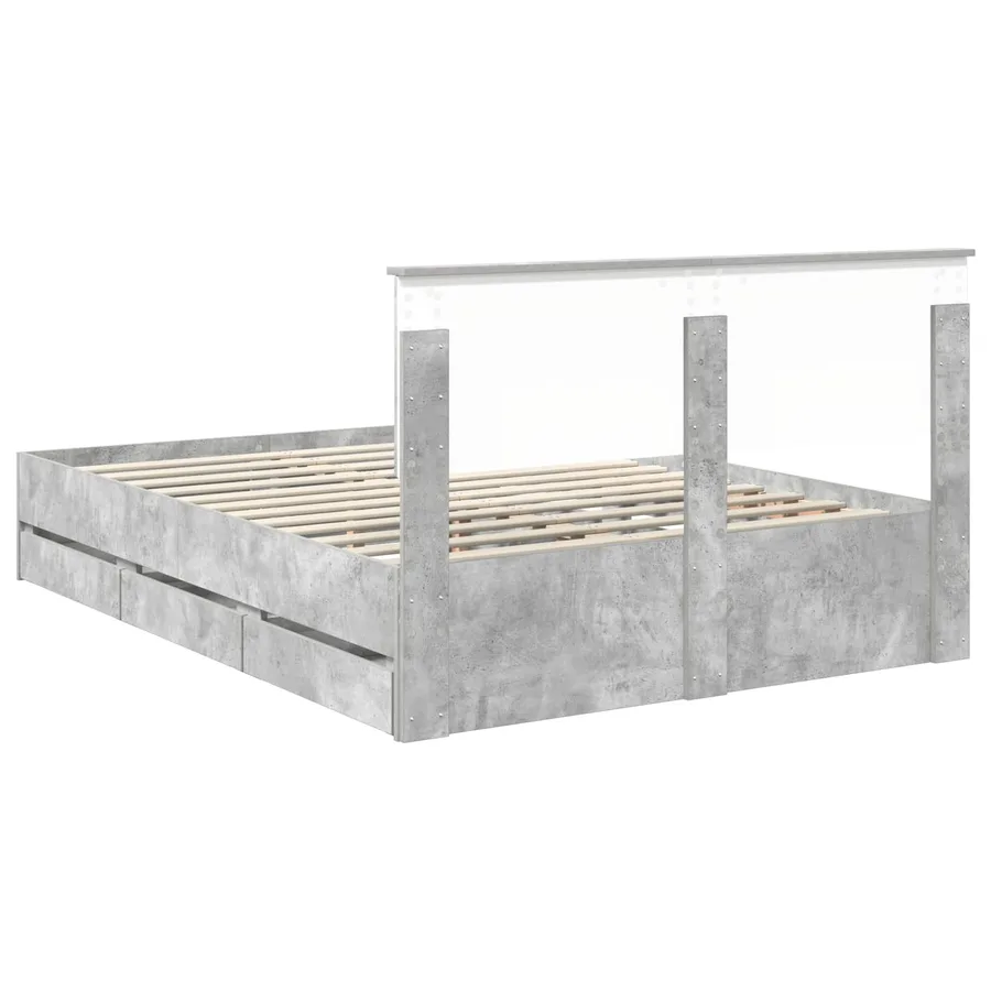 Cadre de lit Gris béton 140 x 190 cm Bois Ingénierie - 10
