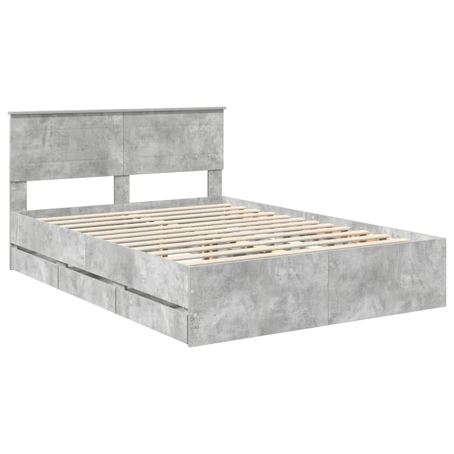 Cadre de lit Gris béton 140 x 190 cm Bois Ingénierie - 4