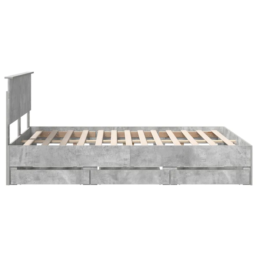 Cadre de lit Gris béton 140 x 190 cm Bois Ingénierie - 9