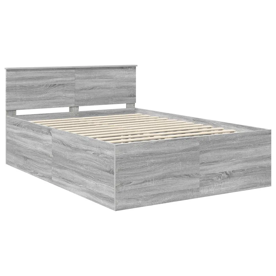 Cadre de lit Gris Sonoma 140 x 190 cm Bois d'ingénierie - 4