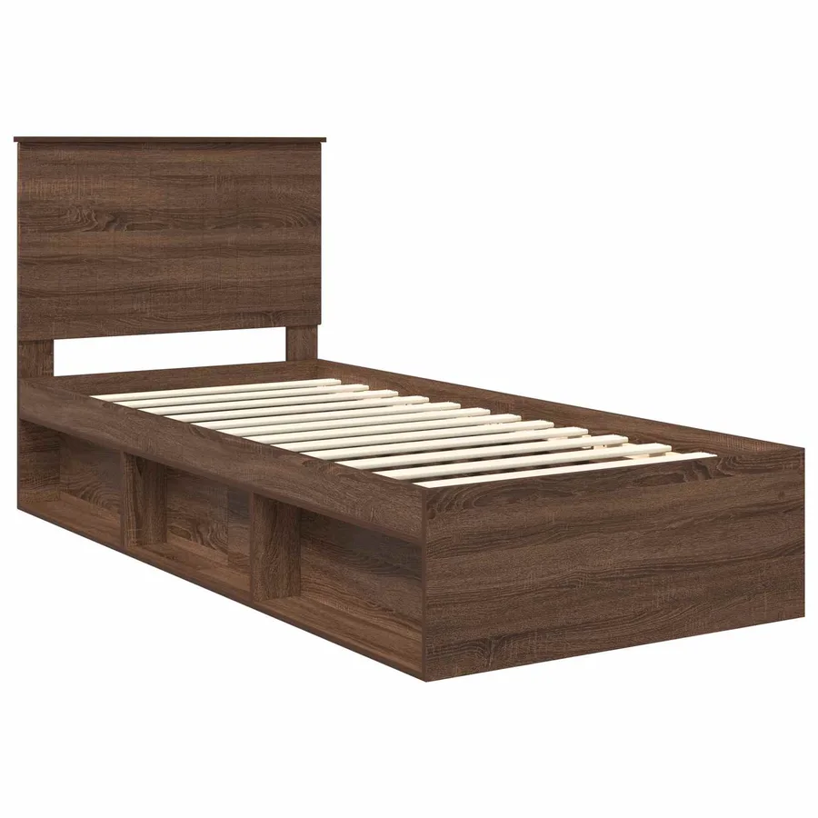 Cadre de lit Chêne brun 90 x 190 cm Bois de pin massif - 4