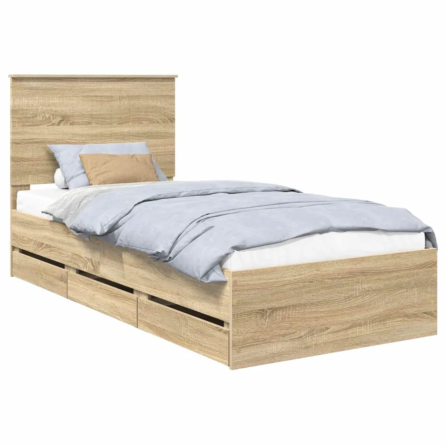 Cadre de lit Chêne Sonoma 90 x 200 cm Bois Ingénierie - 2