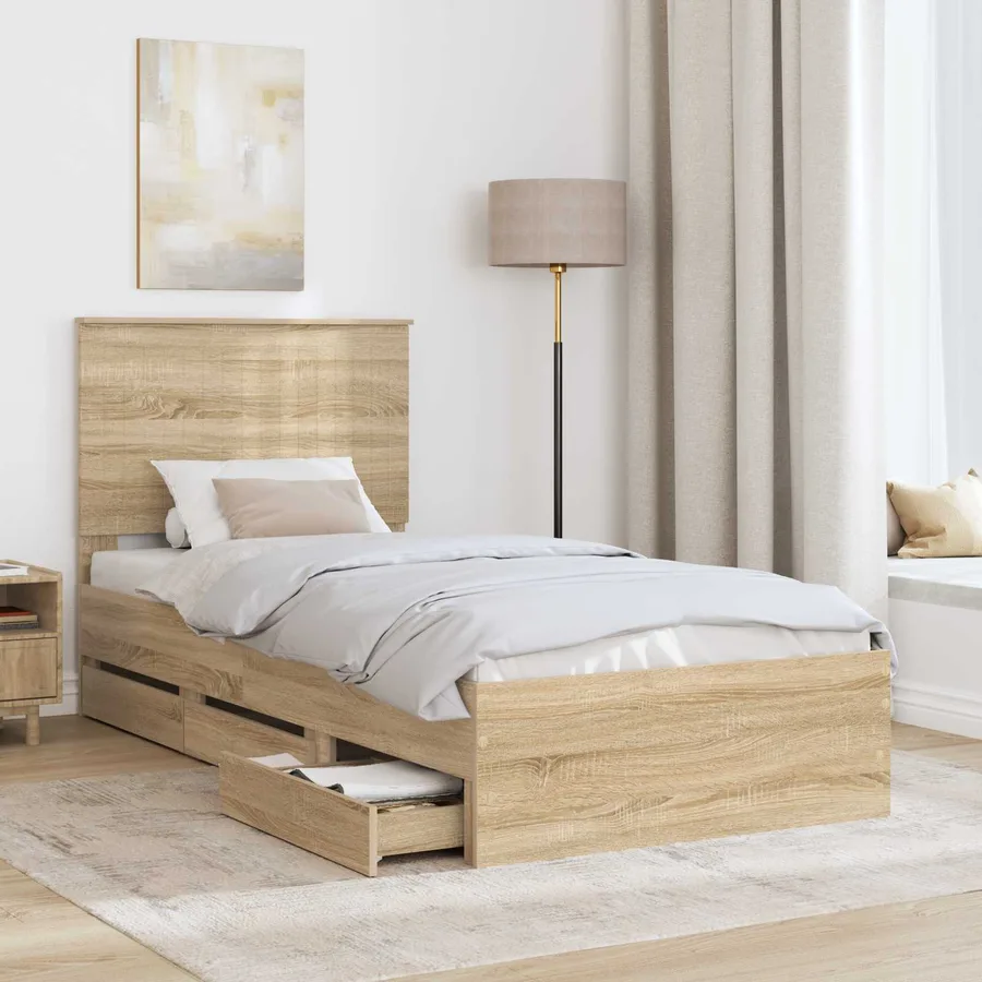 Cadre de lit Chêne Sonoma 90 x 200 cm Bois Ingénierie - 3
