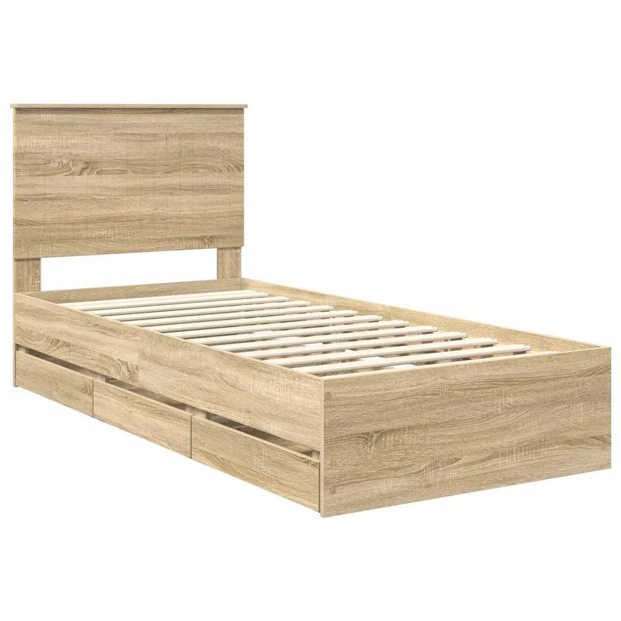 Cadre de lit Chêne Sonoma 90 x 200 cm Bois Ingénierie - 4