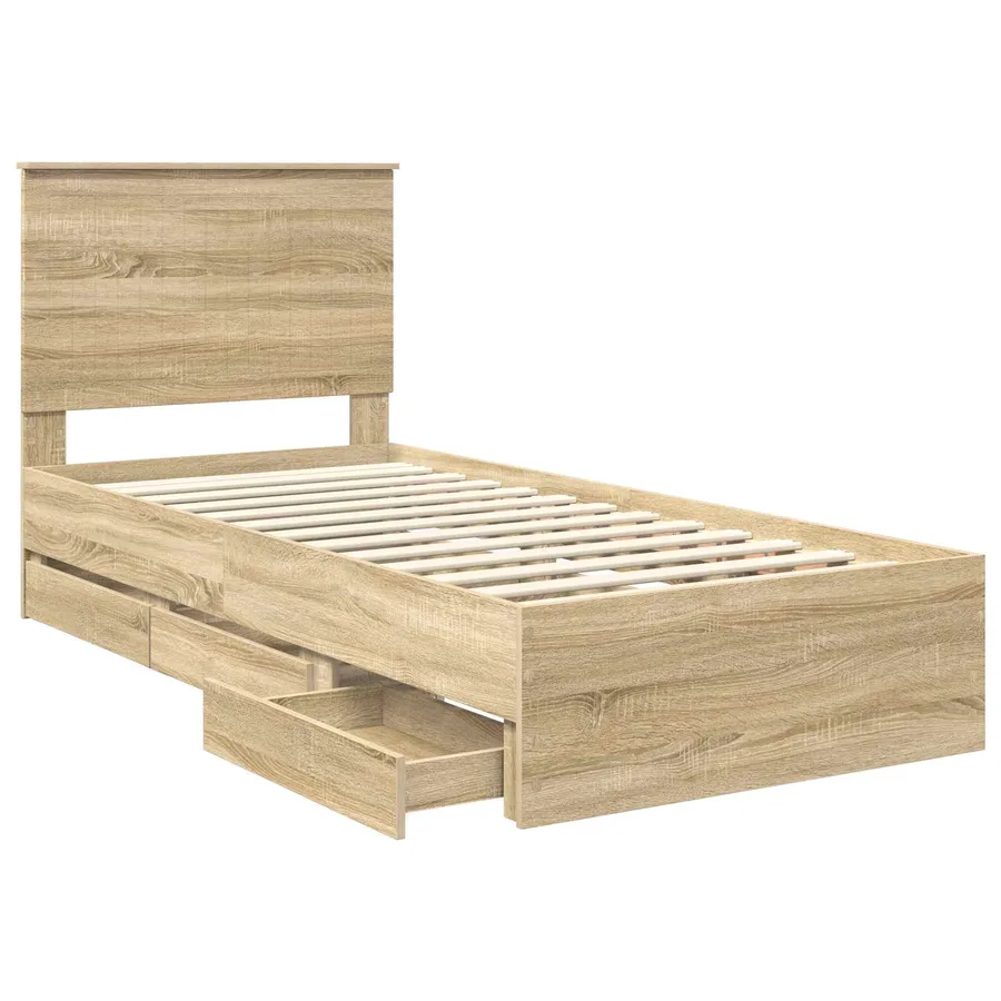 Cadre de lit Chêne Sonoma 90 x 200 cm Bois Ingénierie - 5