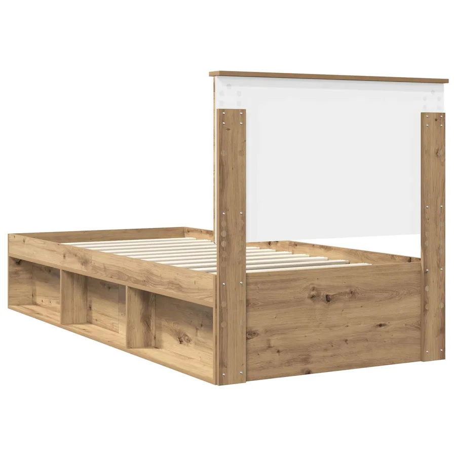 Cadre de lit Chêne artisan 90 x 190 cm Bois de pin massif - 9