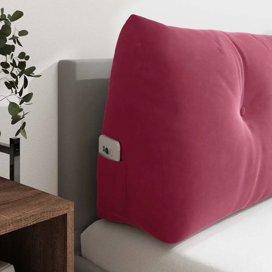 Coussin de Dos Bordeaux 140 x 24 x 50 cm Velours - 5