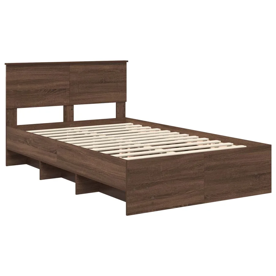 Cadre de lit Chêne brun 120 x 123 cm Bois d'ingénierie - 4