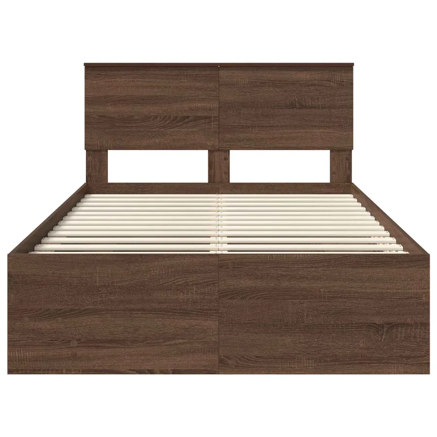 Cadre de lit Chêne brun 120 x 123 cm Bois d'ingénierie - 7