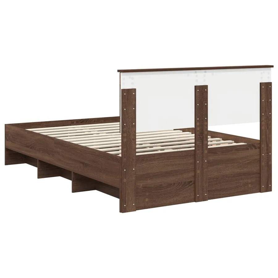 Cadre de lit Chêne brun 120 x 123 cm Bois d'ingénierie - 9