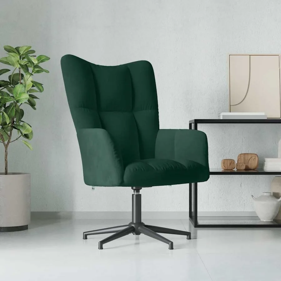 Chaise de relaxation Vert foncé Velours