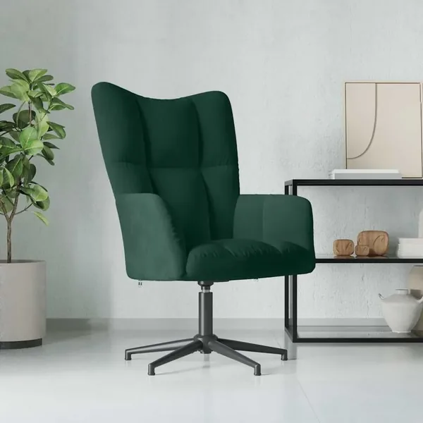 Chaise de relaxation Vert foncé Velours