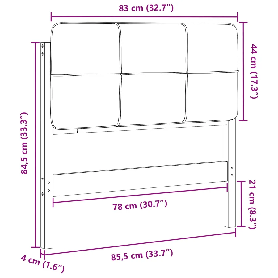 Tête de lit capitonnée Blanc et gris clair 80 cm Pin massif - 13