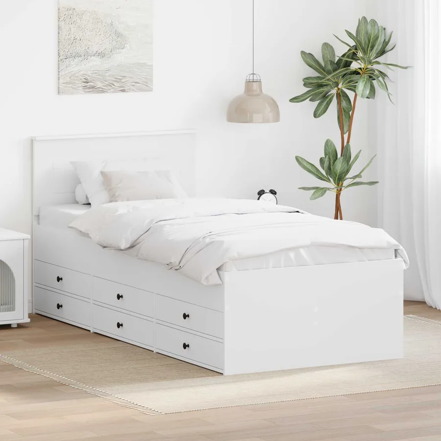 Lit d'appoint Blanc et Noir 75 x 190 cm Bois d'ingénierie