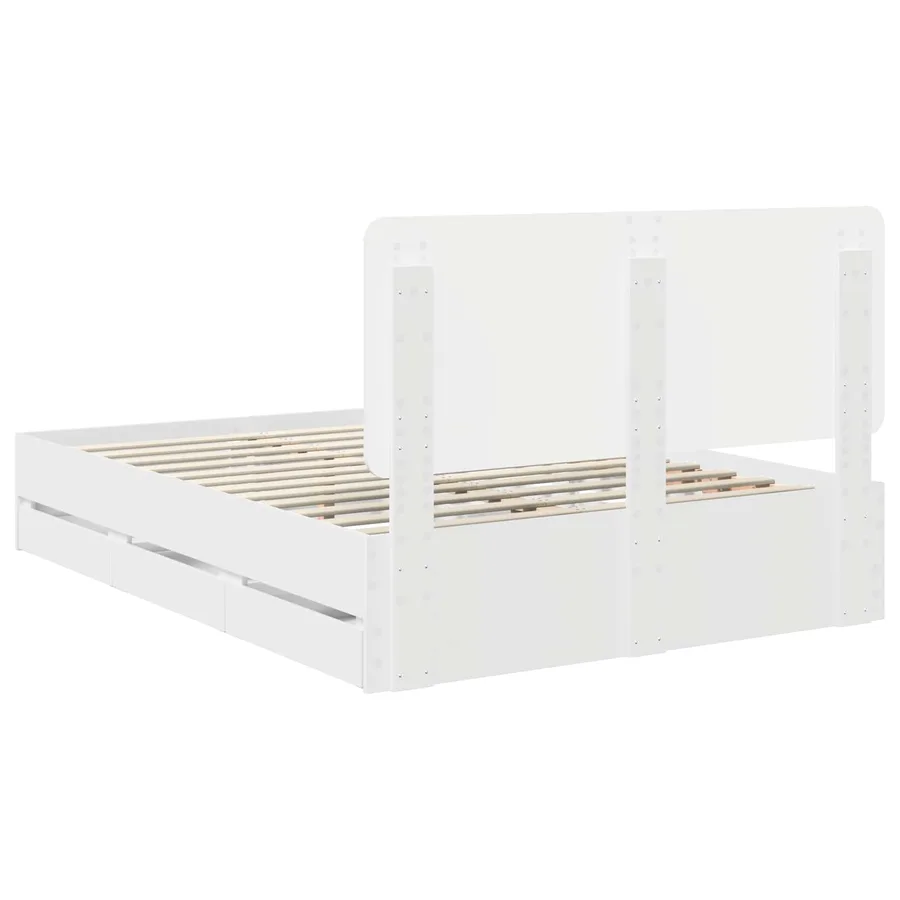 Cadre de lit avec tiroir Blanc 140 x 190 cm Bois Ingénierie - 10
