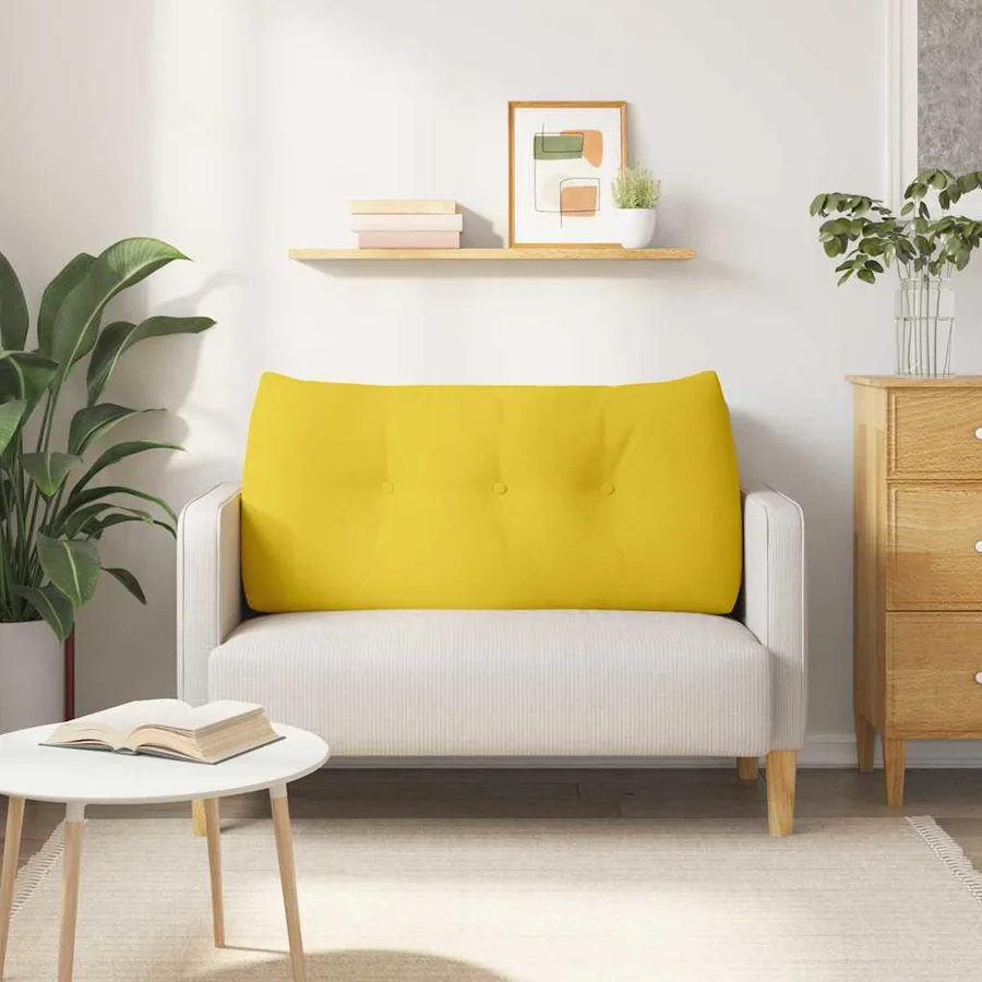 Coussin de Dos Jaune clair 120 x 24 x 50 cm tissu - 4