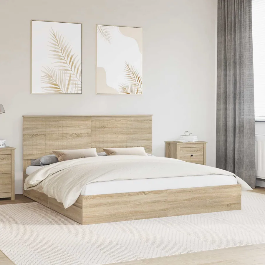 Lit de Rangement Chêne Sonoma 180 x 200 cm Bois d'ingénierie