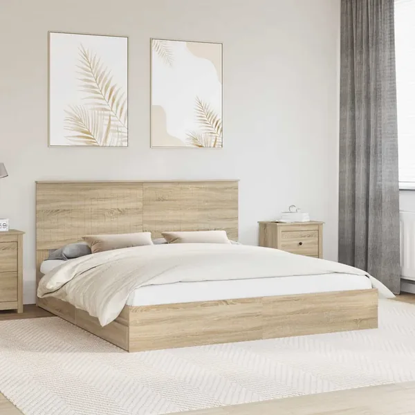 Lit de Rangement Chêne Sonoma 180 x 200 cm Bois d'ingénierie