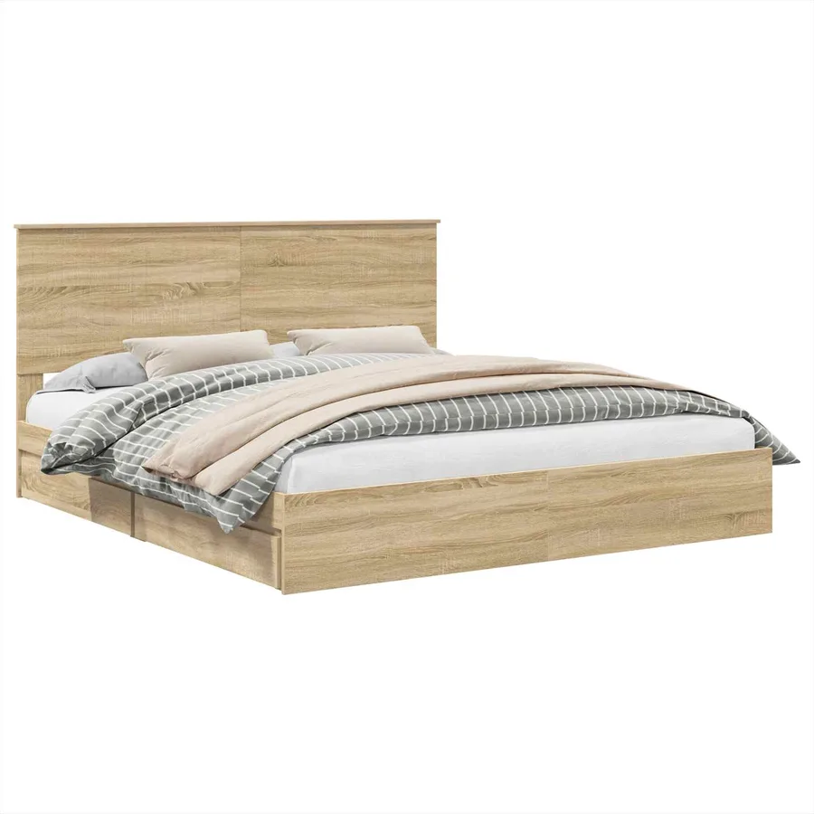 Lit de Rangement Chêne Sonoma 180 x 200 cm Bois d'ingénierie - 2