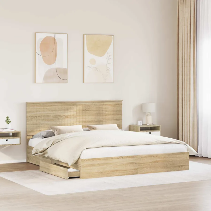 Lit de Rangement Chêne Sonoma 180 x 200 cm Bois d'ingénierie - 3