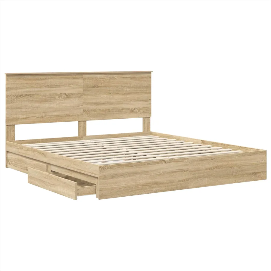 Lit de Rangement Chêne Sonoma 180 x 200 cm Bois d'ingénierie - 5