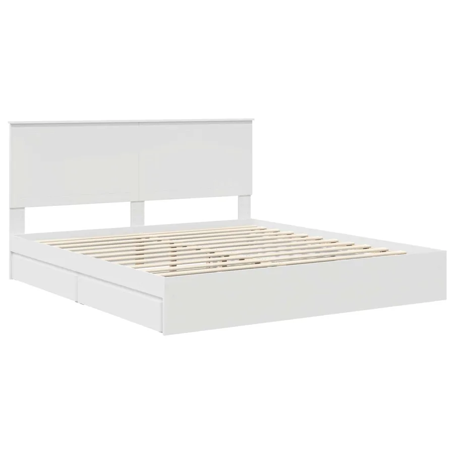 Lit de Rangement Blanc 180 x 200 cm Bois d'ingénierie - 4