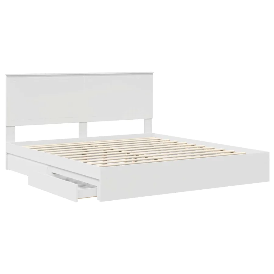 Lit de Rangement Blanc 180 x 200 cm Bois d'ingénierie - 5