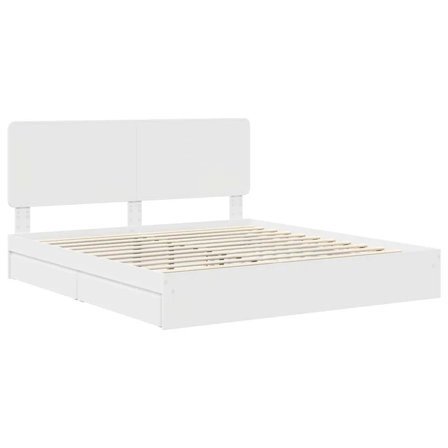Lit de Rangement Blanc 180 x 200 cm Bois d'ingénierie - 4